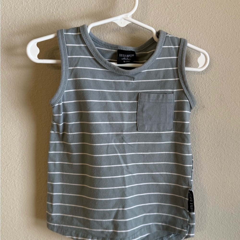 Little Bipsy Gray Striped Kids Tank Top